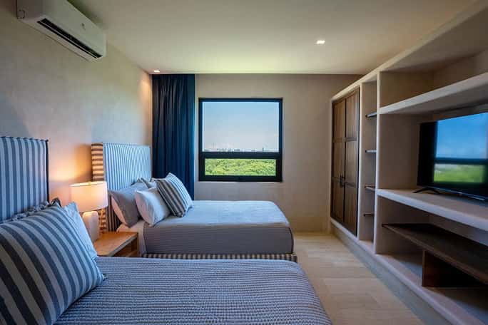 Casa Mujeres Ana y Jose modern bedroom, large bed, sea view, minimalist decor